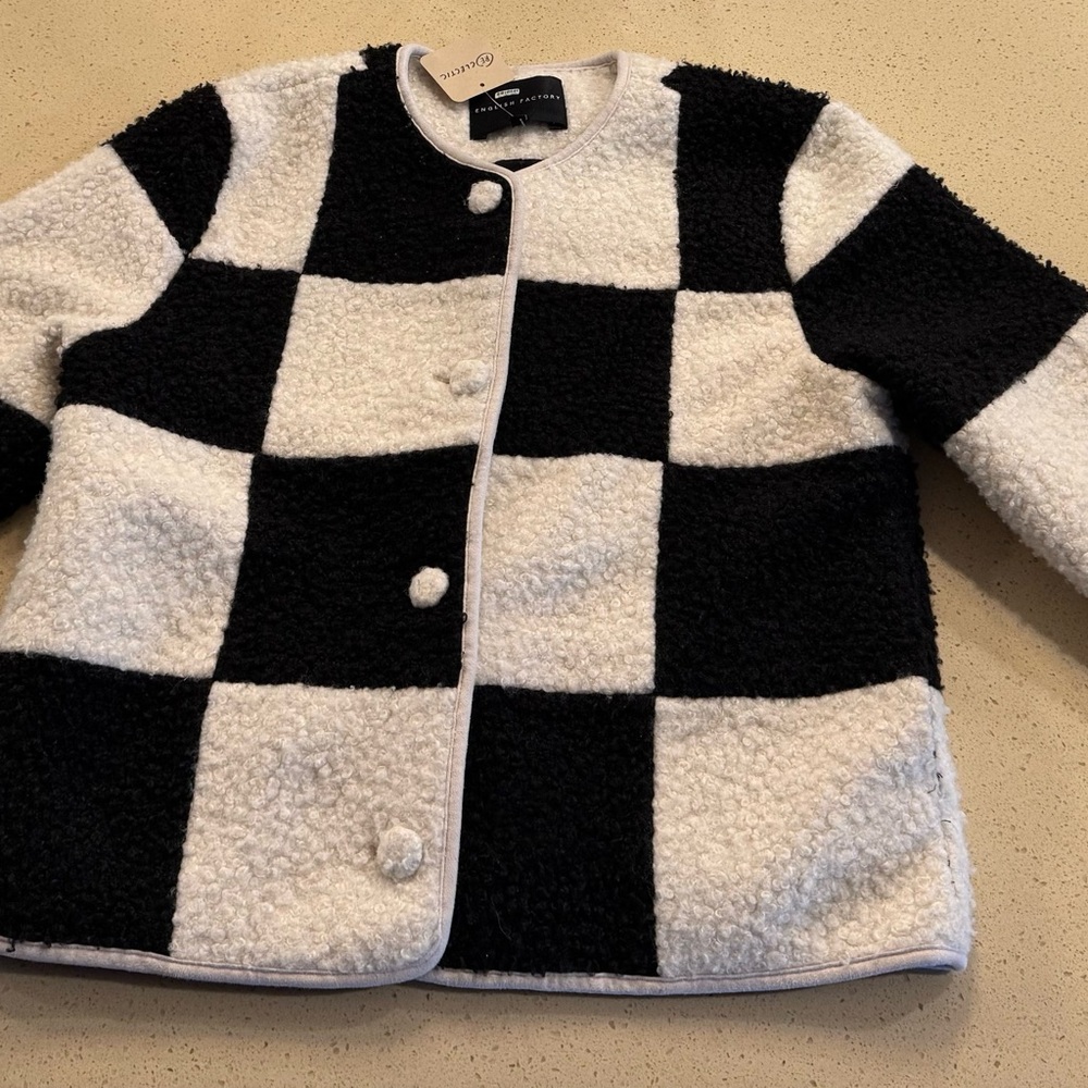 Women’s English Factory Black and White Textured Jacket Size S